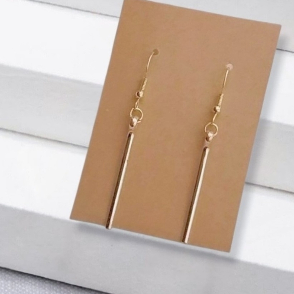 Gold Bar Earrings Dangle Linear